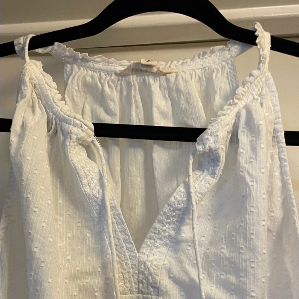 Lucky Brand White Eyelet Tassel Peplum Tank - Picture 3 of 6